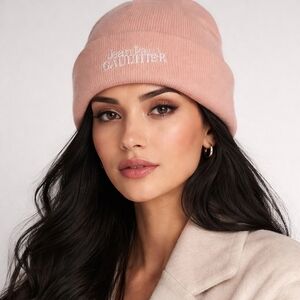 Jean Paul Gaultier Logo Beanie Blush Pink Knit Hat Toque